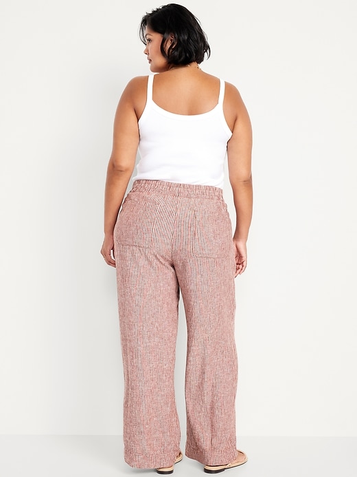 Image number 7 showing, High-Waisted Linen-Blend Wide-Leg Pants