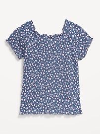 View large product image 3 of 3. Fitted Ribbed Ruffle-Trim Top for Girls