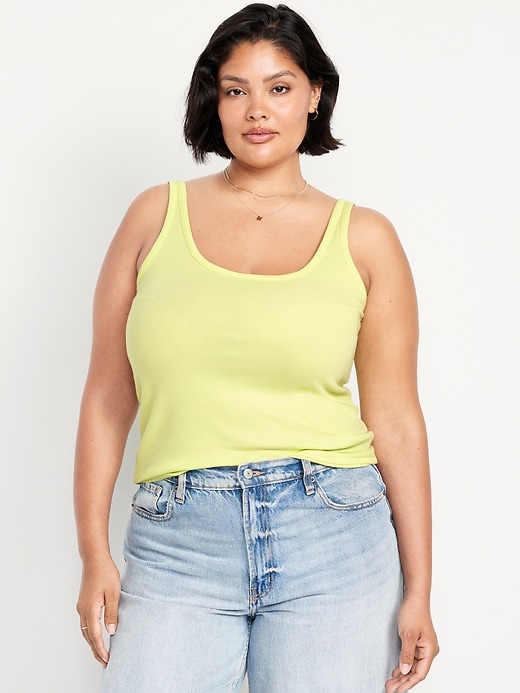 Image number 7 showing, First-Layer Ribbed Scoop-Neck Tank Top