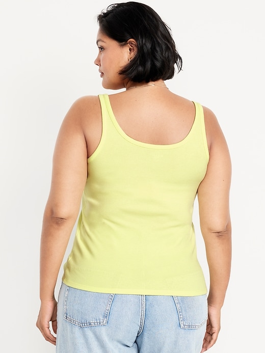 Image number 8 showing, First-Layer Ribbed Scoop-Neck Tank Top