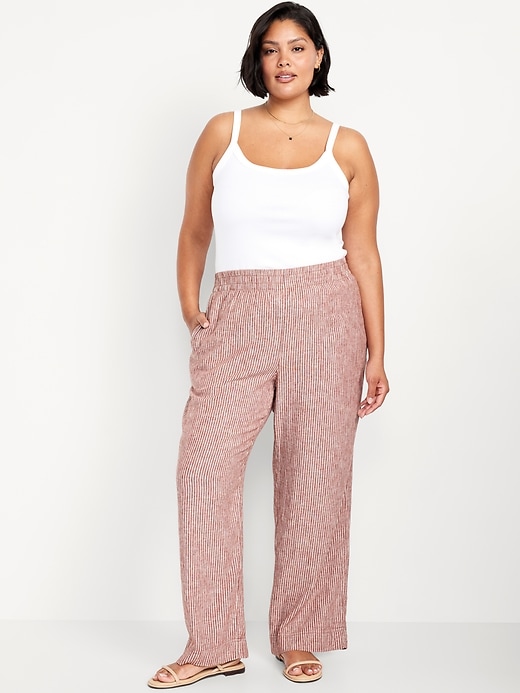 Image number 6 showing, High-Waisted Linen-Blend Wide-Leg Pants