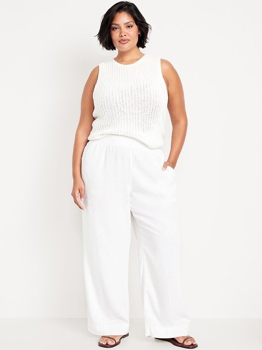 Image number 6 showing, High-Waisted Linen-Blend Wide-Leg Pants