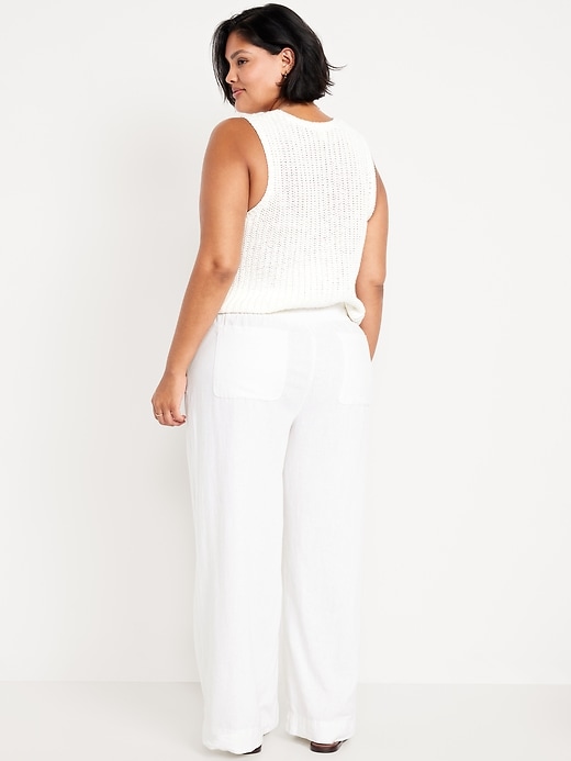 Image number 7 showing, High-Waisted Linen-Blend Wide-Leg Pants