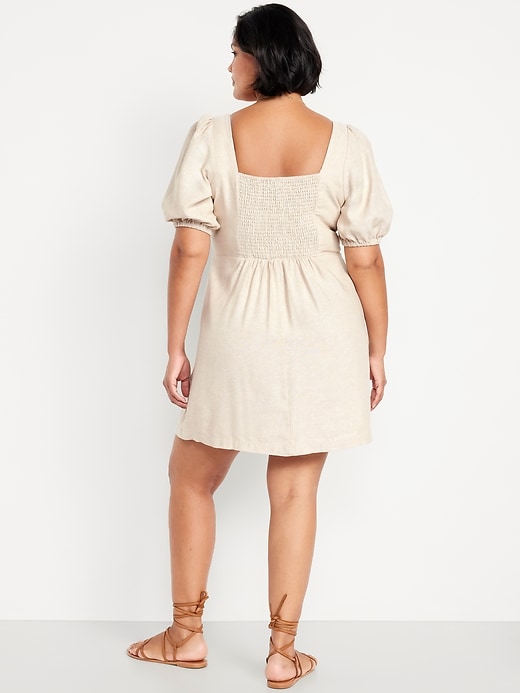 Image number 7 showing, Puff-Sleeve Linen-Blend Mini Dress