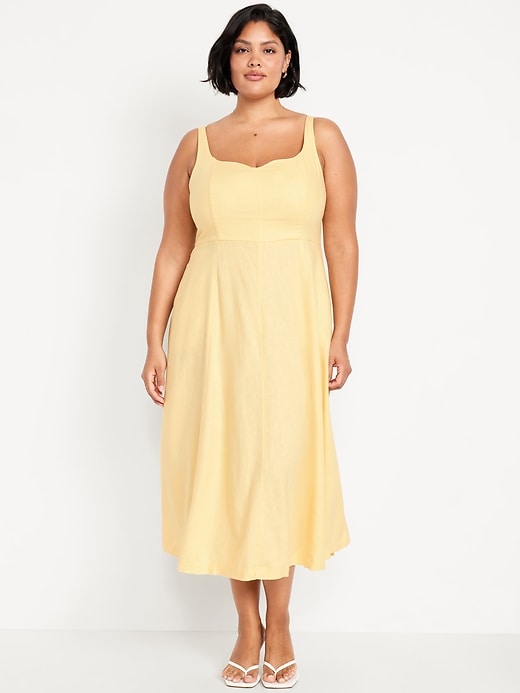 Image number 5 showing, Fit & Flare Sleeveless Linen-Blend Midi Dress