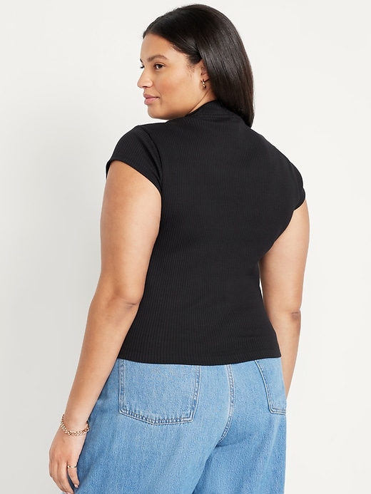 Image number 8 showing, Ribbed Mock-Neck Top