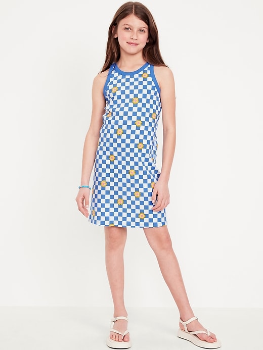 View large product image 1 of 4. Printed Fitted Sleeveless Dress for Girls