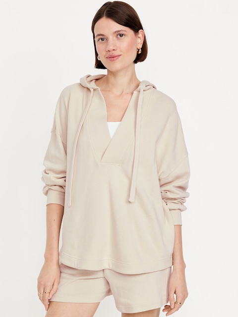 SoComfy Oversized Tunic Hoodie Sweatshirt - Beige