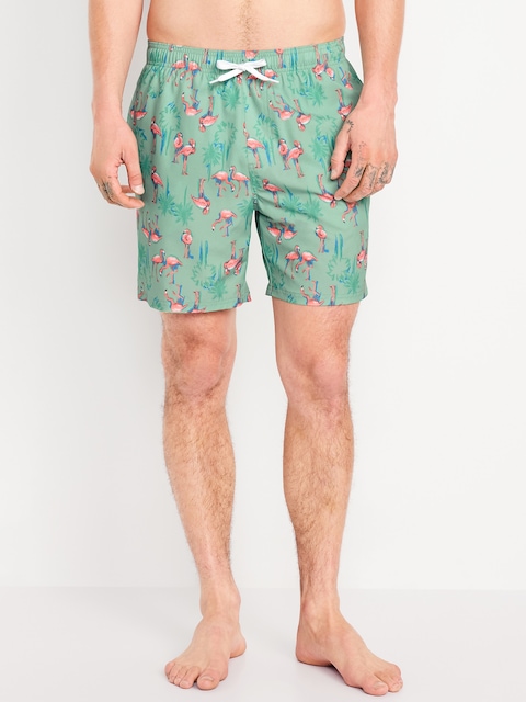 Printed Swim Trunks -- 7-inch inseam - Pink