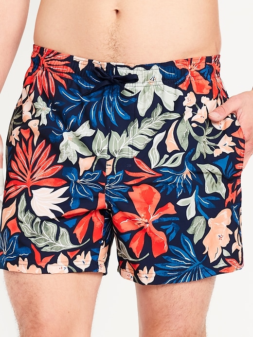 Image number 1 showing, Printed Swim Trunks -- 5-inch inseam