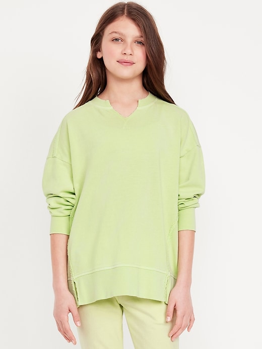 View large product image 1 of 4. Oversized French Terry Tunic Sweatshirt for Girls