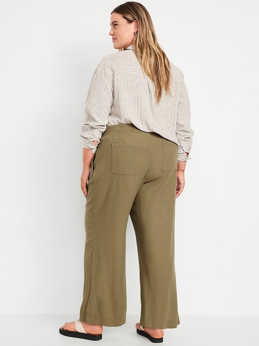 Image number 5 showing, High-Waisted Linen-Blend Wide-Leg Pants