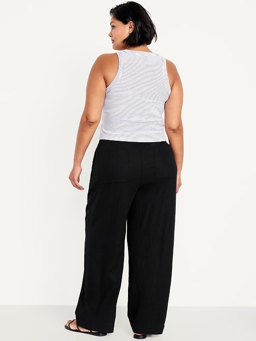 Image number 7 showing, High-Waisted Linen-Blend Wide-Leg Pants