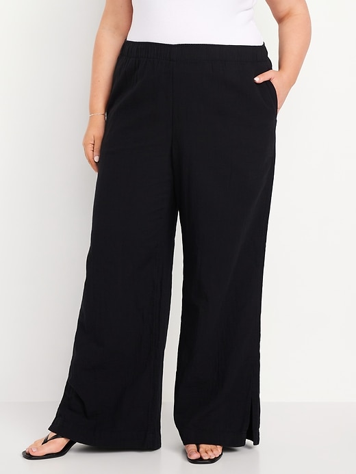 Image number 6 showing, High-Waisted Crinkle Gauze Wide-Leg Pants