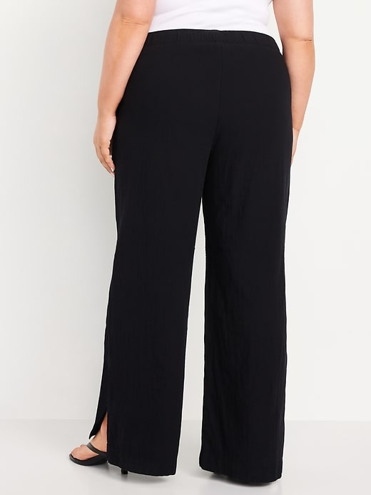 Image number 7 showing, High-Waisted Crinkle Gauze Wide-Leg Pants