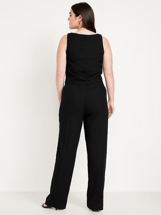 Image number 5 showing, Extra High-Waisted Linen-Blend Wide-Leg Trouser Pants