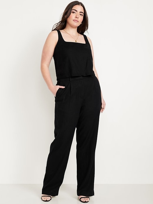 Image number 4 showing, Extra High-Waisted Linen-Blend Wide-Leg Trouser Pants