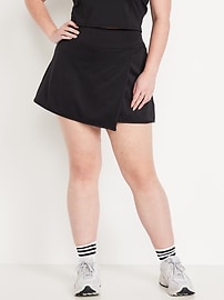 High-Waisted PowerSoft Faux-Wrap Skort