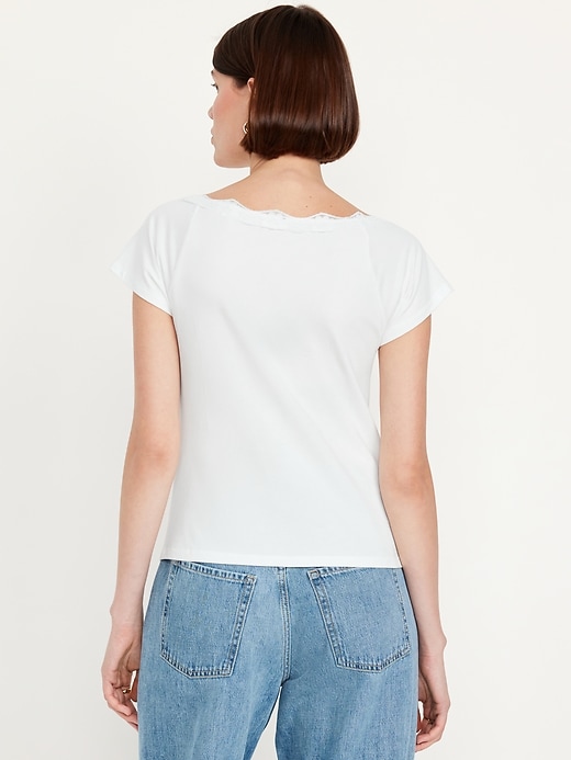 Image number 2 showing, Lace-Trim V-Neck Top