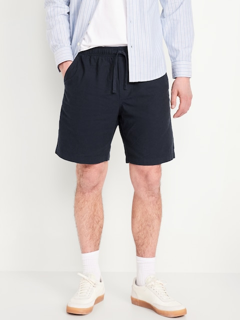 Short de jogging en mélange de lin, entrejambe de 18 cm