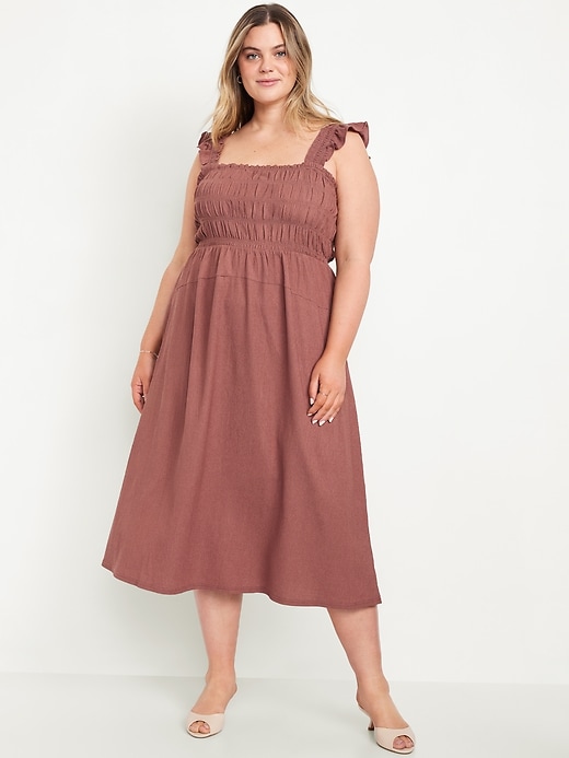 Image number 5 showing, Fit & Flare Lightweight Smocked Midi Dress