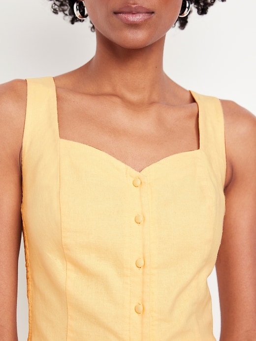 Image number 4 showing, Button-Front Linen-Blend Vest