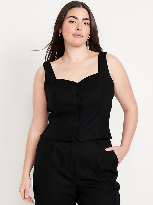 Image number 5 showing, Button-Front Linen-Blend Vest