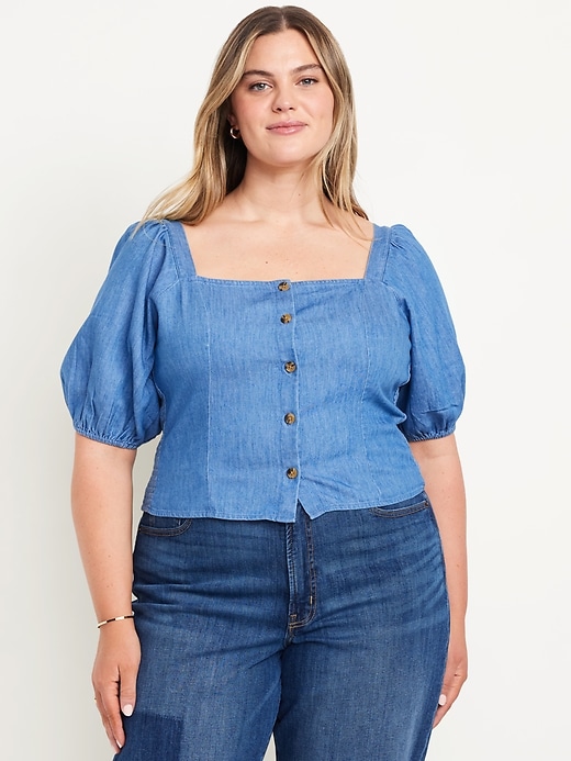 Image number 7 showing, Button-Down Puff-Sleeve Top