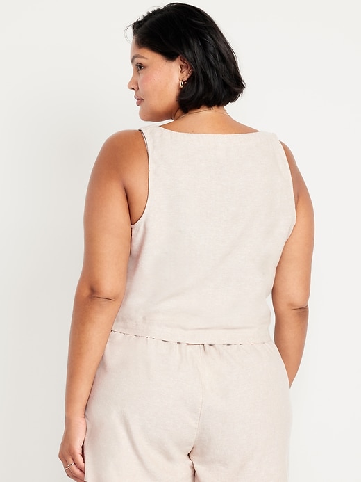 Image number 8 showing, Linen-Blend Crop Top