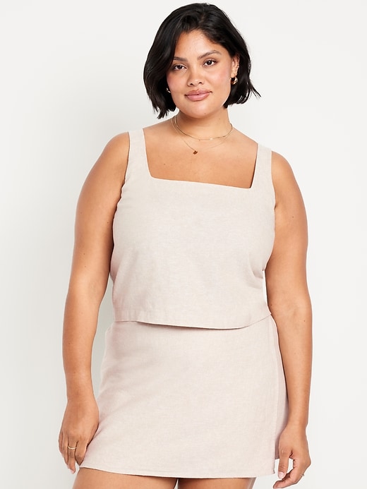 Image number 7 showing, Linen-Blend Crop Top