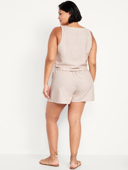 Image number 8 showing, High-Waisted Faux-Wrap Linen-Blend Mini Skort