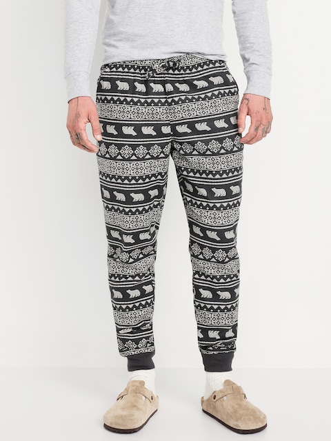 Flannel Pajama Joggers for Men - Bear Fair Isle