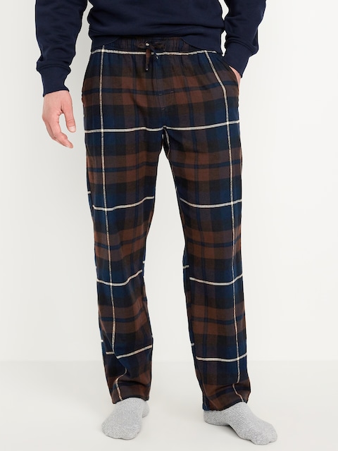 Flannel Pajama Pants for Men - Blue/Brown Plaid