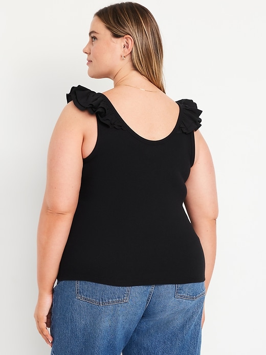 Image number 8 showing, Ruffle-Trim Mixed Material Top