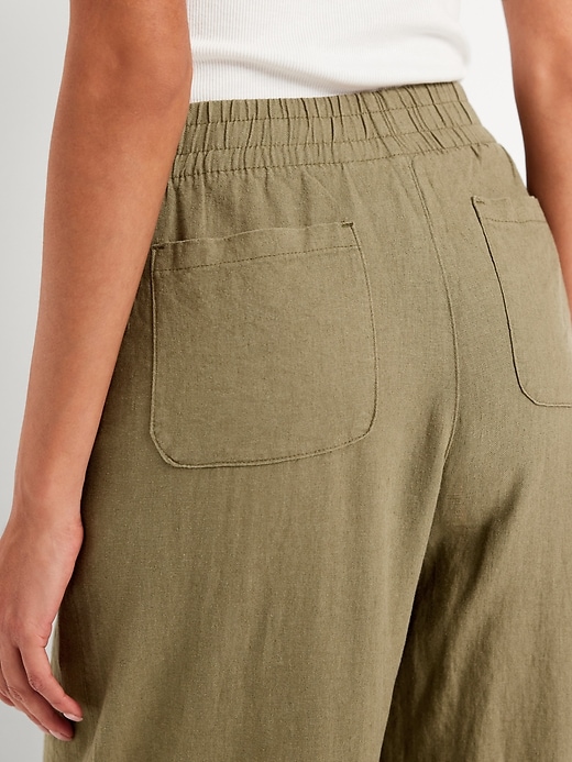 Image number 6 showing, High-Waisted Linen-Blend Wide-Leg Pants