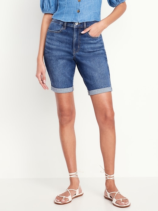 Image number 6 showing, High-Waisted Wow Jean Shorts -- 9-inch inseam