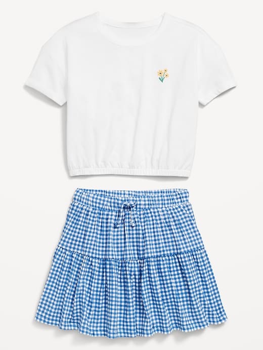 View large product image 2 of 3. Short-Sleeve Graphic T-Shirt and Skort Set for Toddler Girls