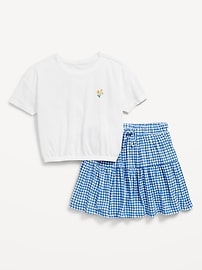 View large product image 3 of 3. Short-Sleeve Graphic T-Shirt and Skort Set for Toddler Girls