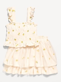 View large product image 3 of 3. Printed Sleeveless Smocked Top and Tulle Skirt Set for Toddler Girls