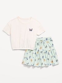 View large product image 3 of 3. Short-Sleeve Graphic T-Shirt and Skort Set for Toddler Girls