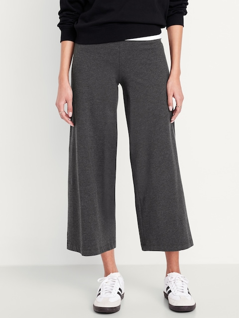 Legging à jambe large à taille haute, longueur 3/4