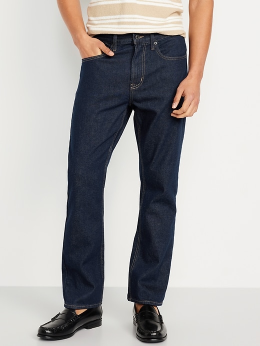 Image number 1 showing, Structured Straight Non-Stretch Jeans