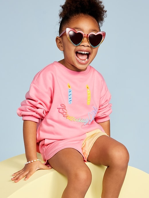 View large product image 1 of 5. Birthday French-Terry Graphic Sweatshirt for Toddler Girls