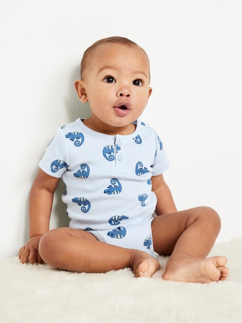 Short-Sleeve Henley Bodysuit for Baby