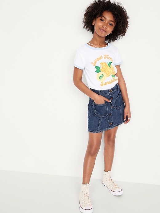 Image number 3 showing, High-Waisted Button-Front Utility Mariner Jean Skirt for Girls
