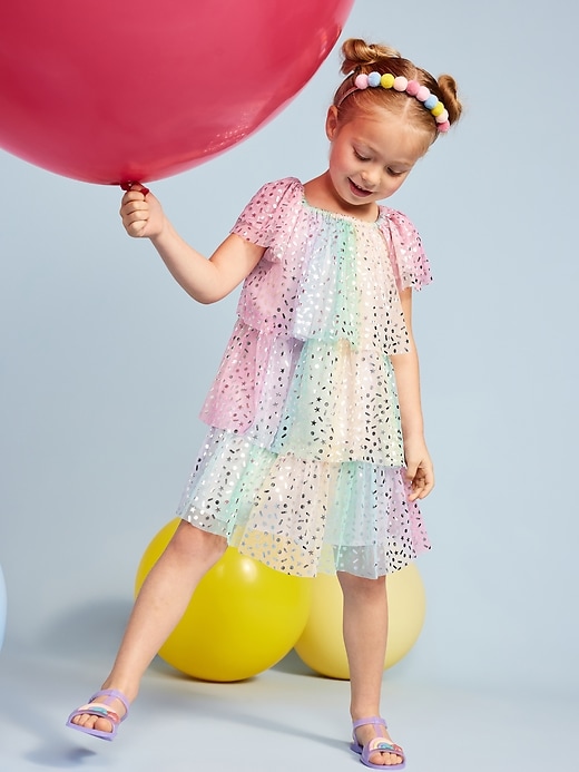 View large product image 1 of 4. Birthday Short-Sleeve Tulle Tiered Dress for Toddler Girls