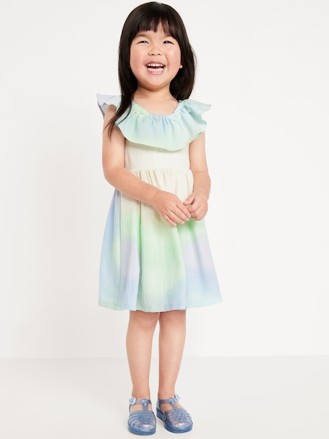 Sleeveless Ruffled Fit and Flare Dress for Toddler Girls
