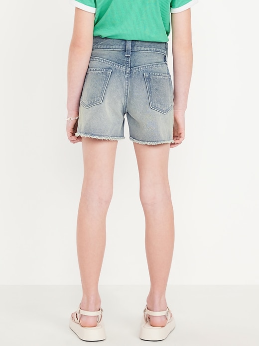 View large product image 2 of 5. High-Waisted Embroidered Frayed-Hem Jean Shorts for Girls