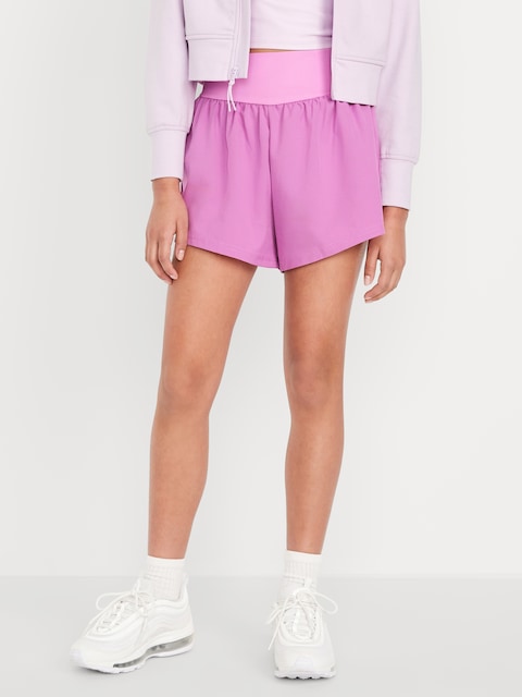 High-Waisted StretchTech Performance Shorts for Girls