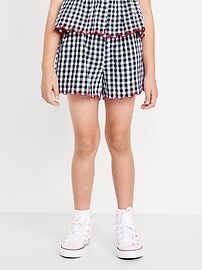 Image number 1 showing, Printed Double-Weave Scallop-Trim Shorts for Girls